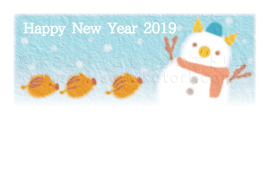 亥年年賀状　雪だるま